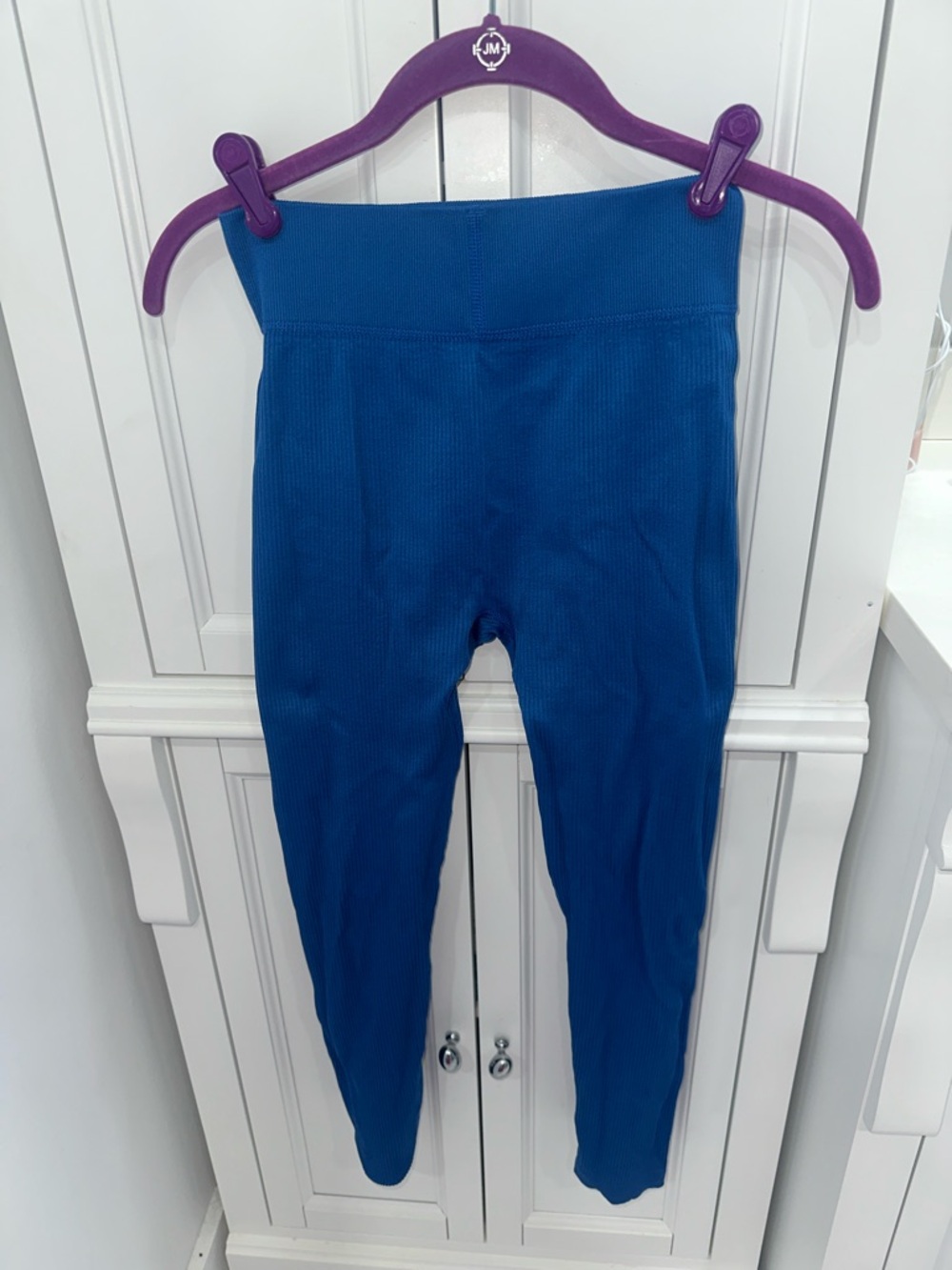 Blue Ribbed Leggings